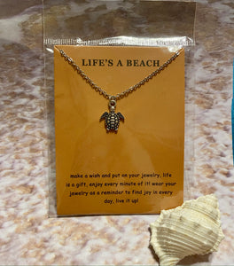 Sea Turtle Necklace "Life's A Beach"